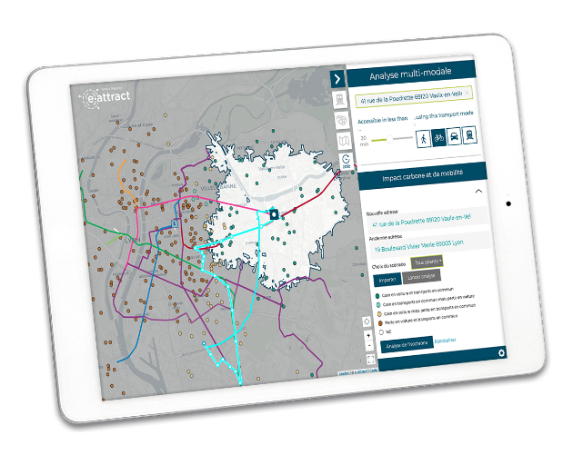 Aperçu de la carte interactive sur tablette